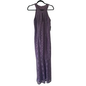 NWT En Focus Studio purple floral lace maxi length dress size 10